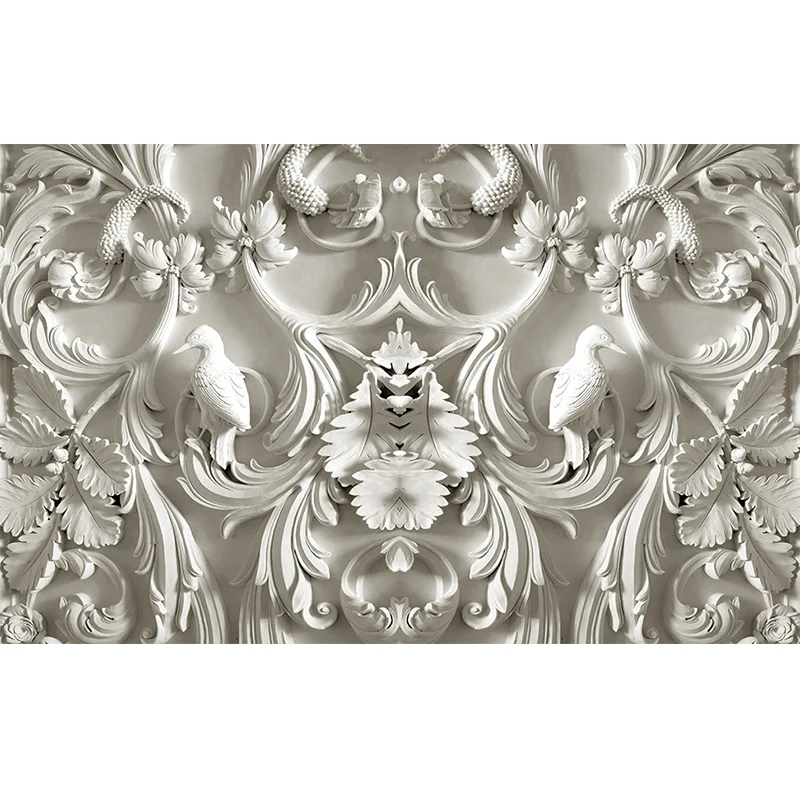 Classical White European Style Relief 3D Stereoscopic TV Background Wall Murals Living Room Hotel Interior Home Decor Wallpapers |
