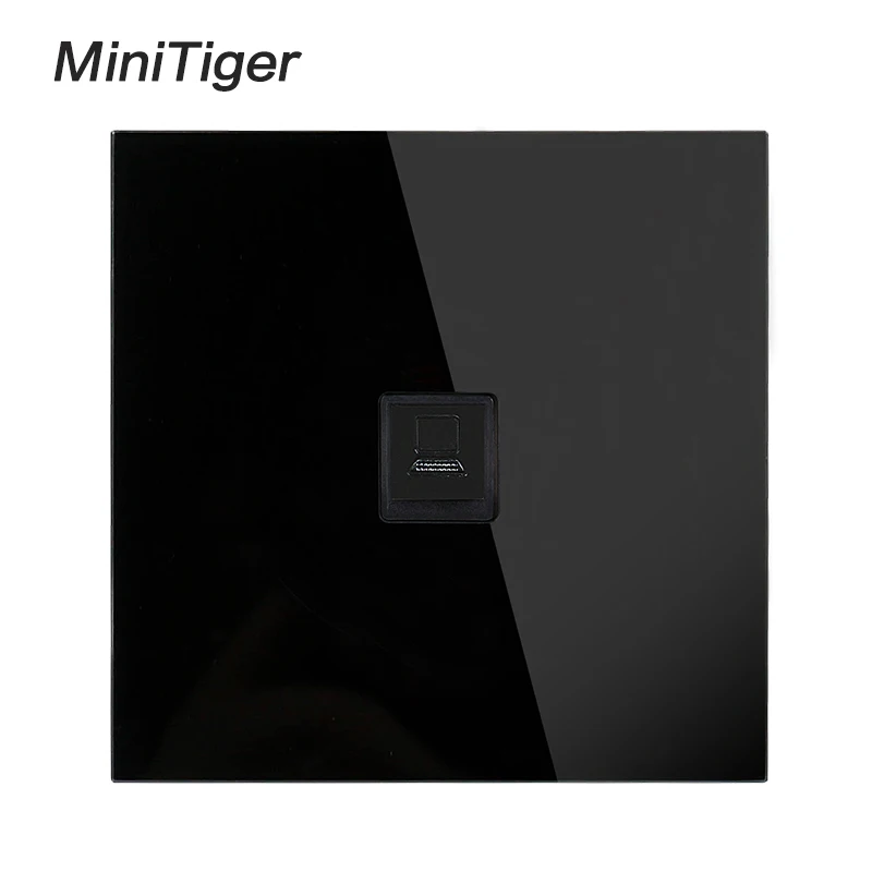 Black Minitiger белая Роскошная кристальная панель из закаленного стекла RJ45 Интернет-Джек настенная розетка для передачи данных компьютерная розетка - Тип: Black