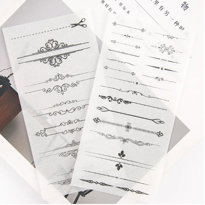 6 pcs/pack Black and white division line Stickers Set Decorative Stationery Scrapbooking DIY Diary Album Stick Label | Канцтовары для