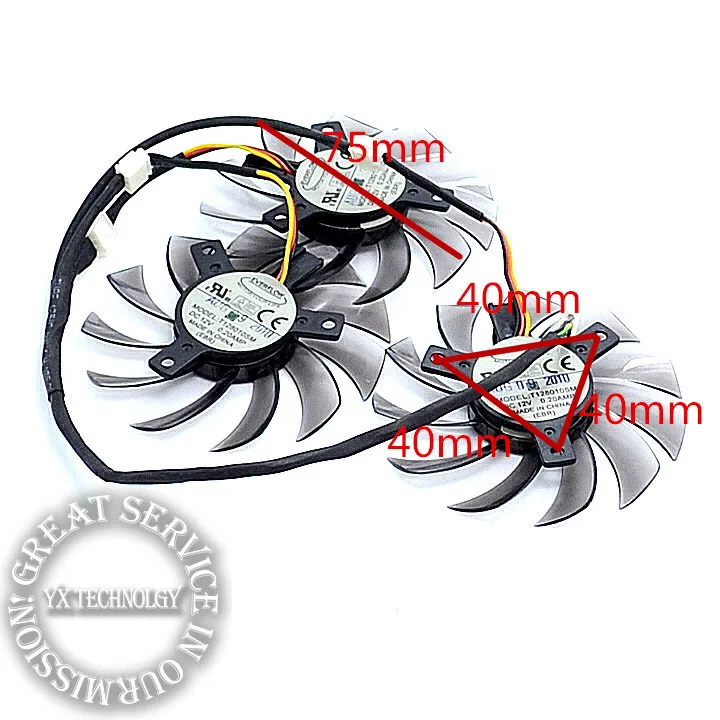 Видеокарта fanNew GTX460 470 570 580 670 HD5870 Графика карты вентилятор T128010SM 5P разъем 12V 0.20A 75 мм