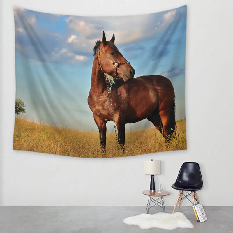 Домашний декоративный гобелен с принтом бегущей лошадки гобеленовое украшение
