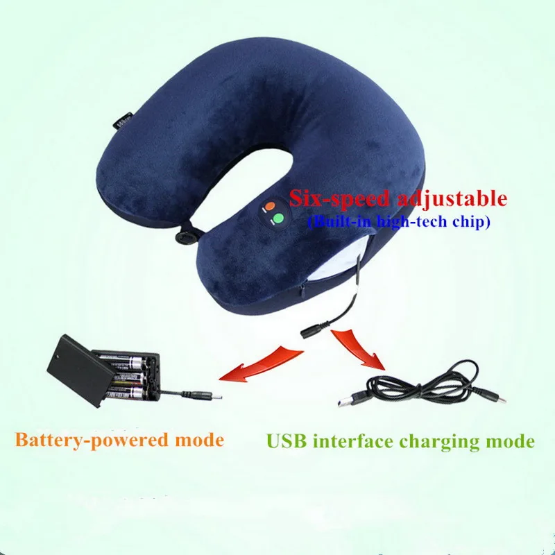 Инновационная U-образная дорожная подушка для массажа шеи с питанием от USB