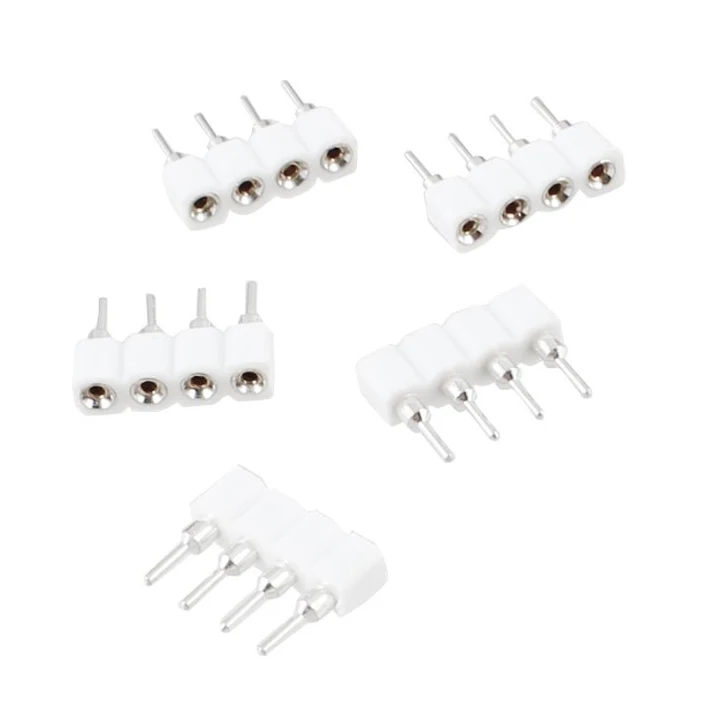 5x 5 Pcs Female to Male 4 PIN RGB Wire Connectors White for LED Strips|4 pin rgb|for led stripspin rgb |