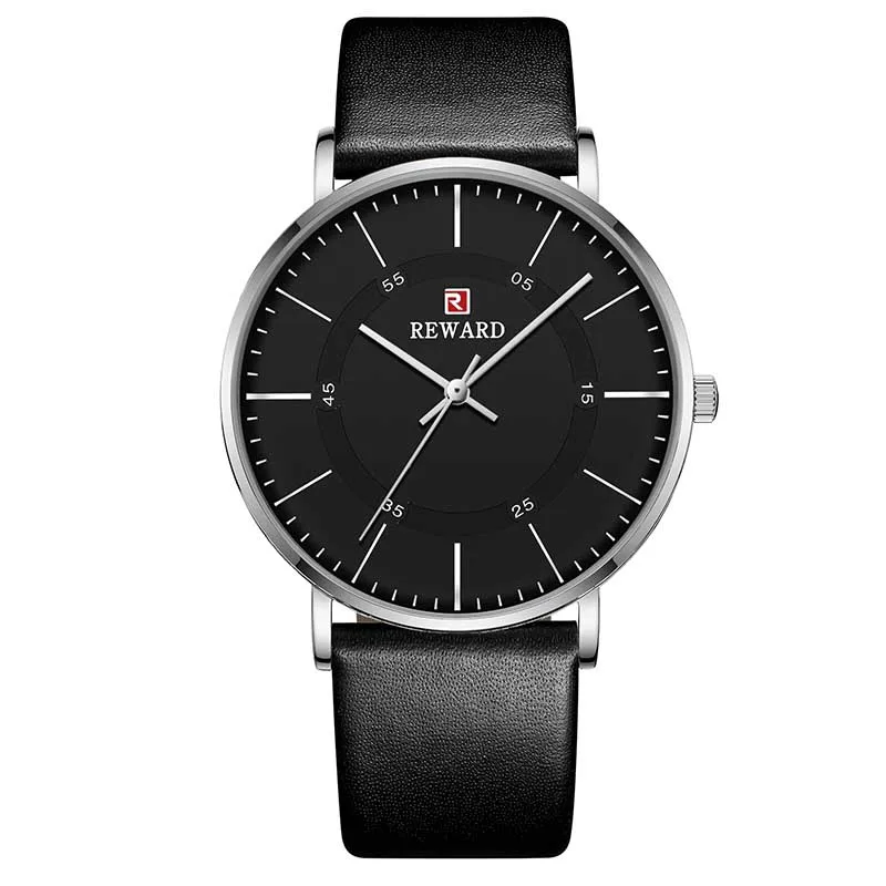 Silver Black REWARD Military Mens Watches Top Brand Luxury Quartz Watch Men Casual Slim Waterproof Sport Wristwatch Fashion Relogio Masculino - Цвет: Silver Black