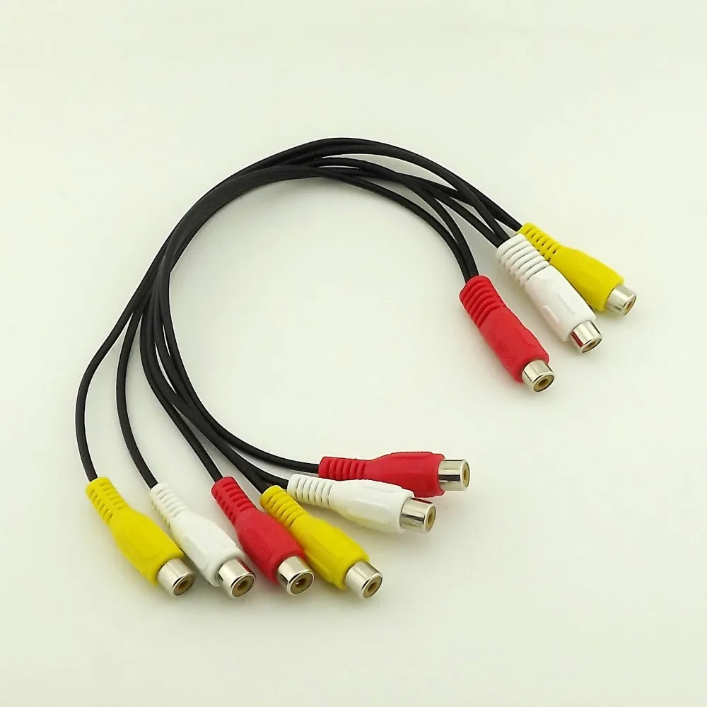 10pcs Composite 3 RCA Female to 6 Jack Audio Video Cable Adapter 1FT/30CM | Компьютеры и офис