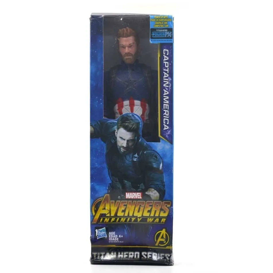 captain with box 30 см Marvel Мстители 4 конечная игра игрушка танос Халк человек паук Железный человек Тор Росомаха Черная пантера Веном фигурка ребенка - Цвет: captain with box