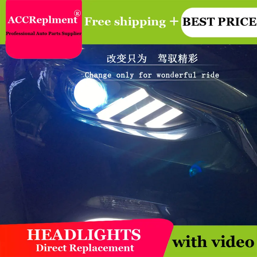 

Car Styling For Mazda 3 headlights 2014-2016 Mazda3 led headlight Axela led drl turn signal drl H7 hid Bi-Xenon Lens low beam