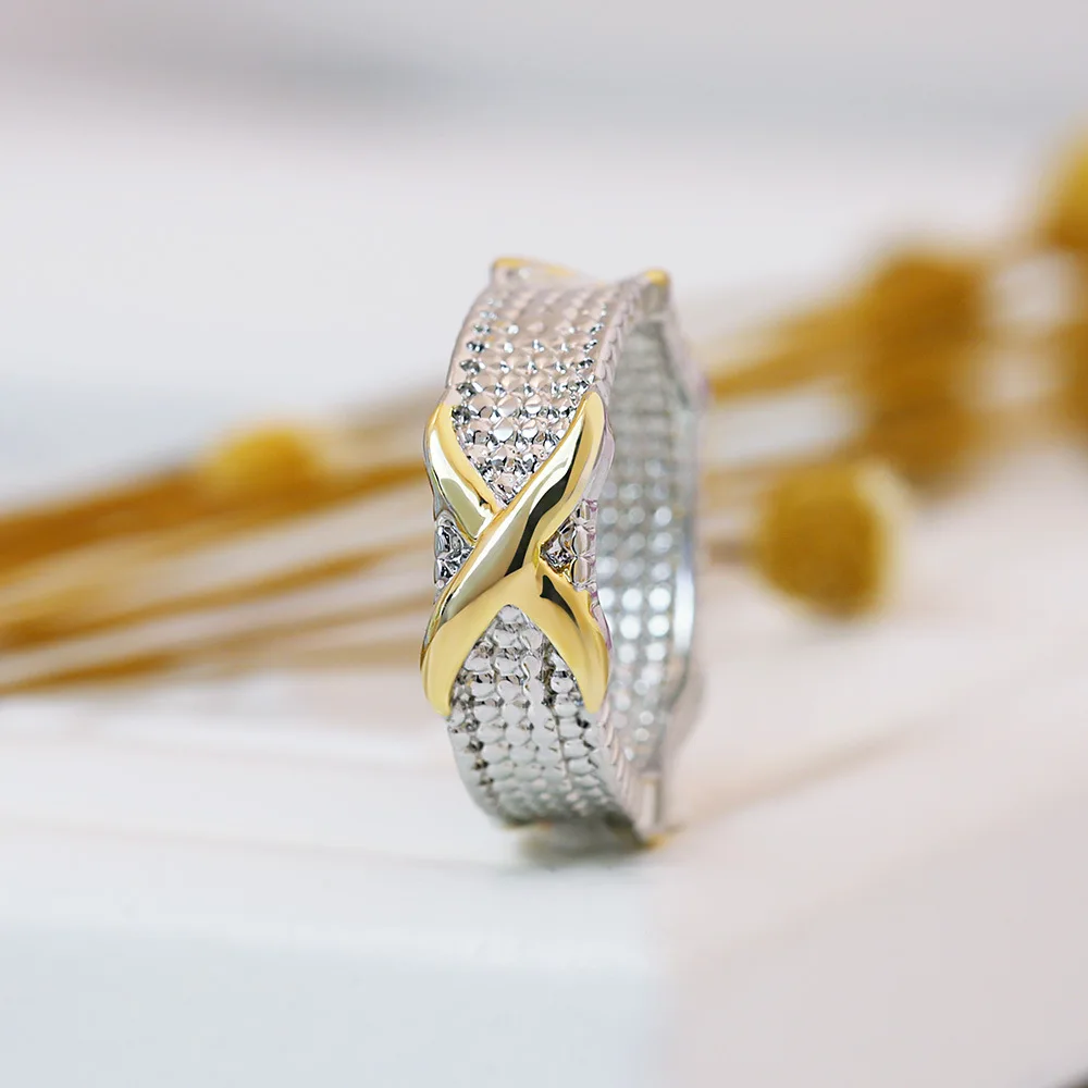 Серебряные кольца роскошные свадебные с надписью X Cross Infinity Stackable для женщин