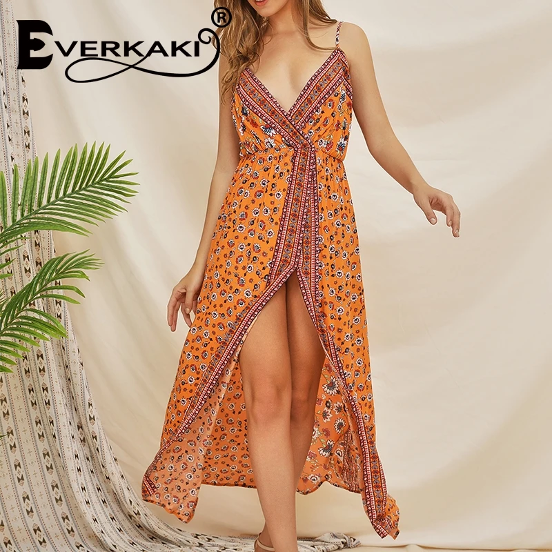 Everkaki/2019 сексуальное летнее женское платье комбинация с v образным вырезом