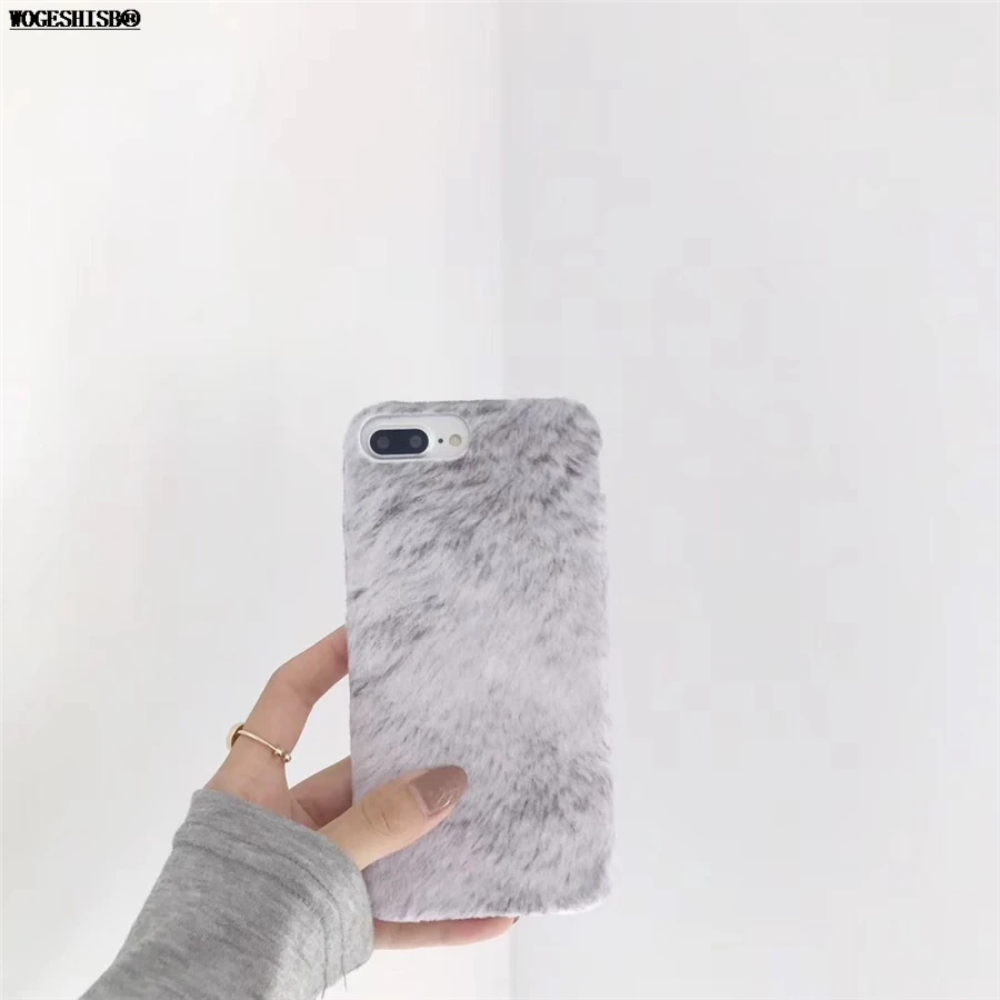 Искусственный Мех животных чехол для iPhone 7 кошка жираф кролик Банни Кони плюшевая повязка для волос Силиконовый ТПУ чехол для iPhone 6 6S 7 8 Plus