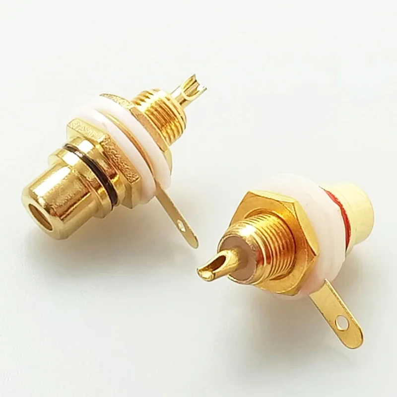 100 шт./лот разъем RCA женское паяльное крепление позолоченный гнездовой шасси