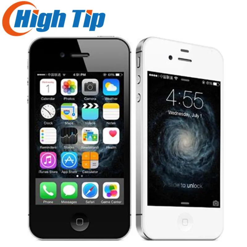 Бесплатный подарок! Apple iphone 4S, заводской разблокированный 8 ГБ/16 ГБ/32 ГБ/64 Гб мобильный телефон 3g GSM Wi-Fi gps 8MP 3,5 ''экран iOS б/у