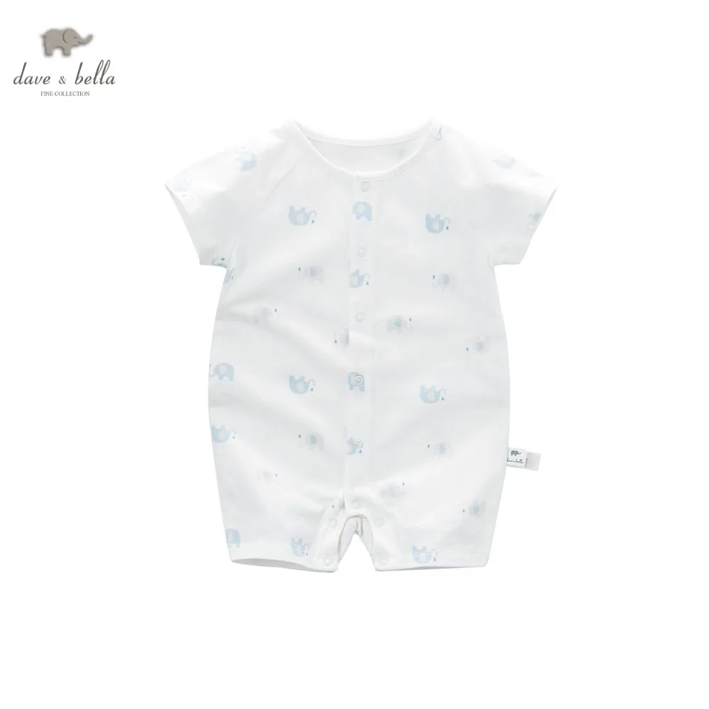 DB5855 dave bella summer new born baby cotton romper 2 piece animal printed infant clothes |