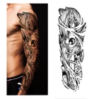 Временная тату-наклейка, механическая татуировка на весь цветок с ручкой, боди-арт, большая поддельная тату-наклейка