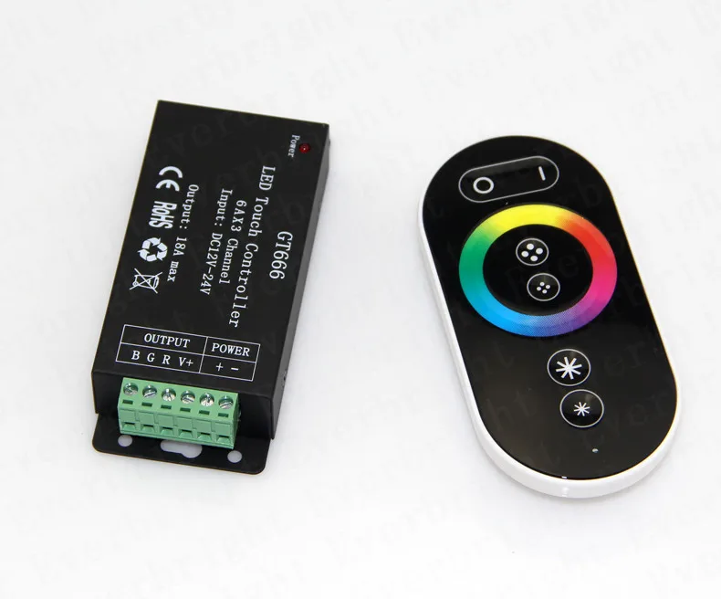 DC12 24V GT666 RF IR remote Touch RBG светодиодный контроллер 6 АКС 3 канала для светодиодной