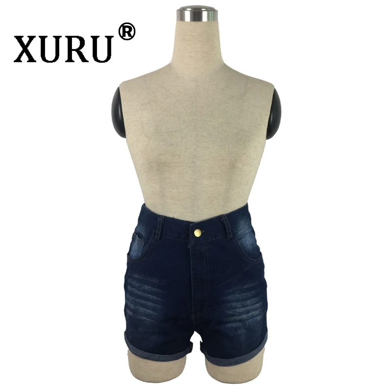 

XURU summer new sexy women's denim shorts Slim personality high waist casual washed old jeans