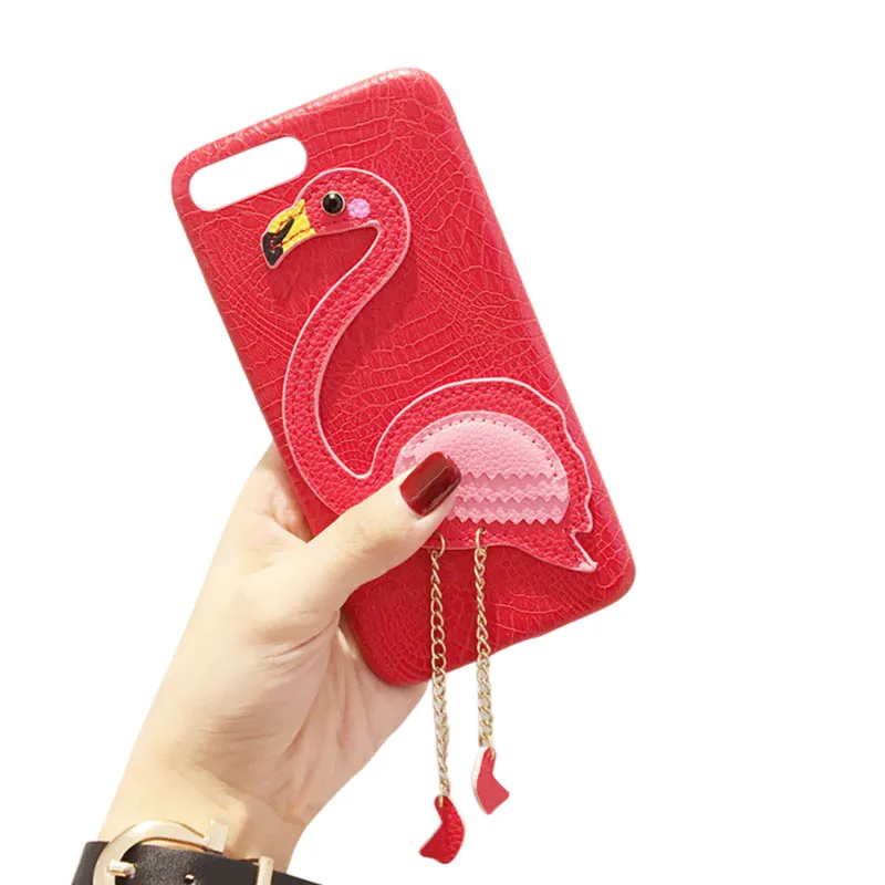 3D Фламинго чехол для телефона из искусственной кожи защитные чехлы iPhone 7/7 Plus 6/6s