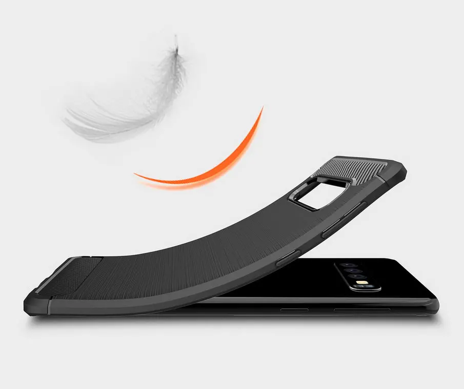 Luxury phone case For Samsung Galaxy S10 Soft Silicone Carbon Fiber Texture Back cover for samsung Plus + / E | Мобильные телефоны