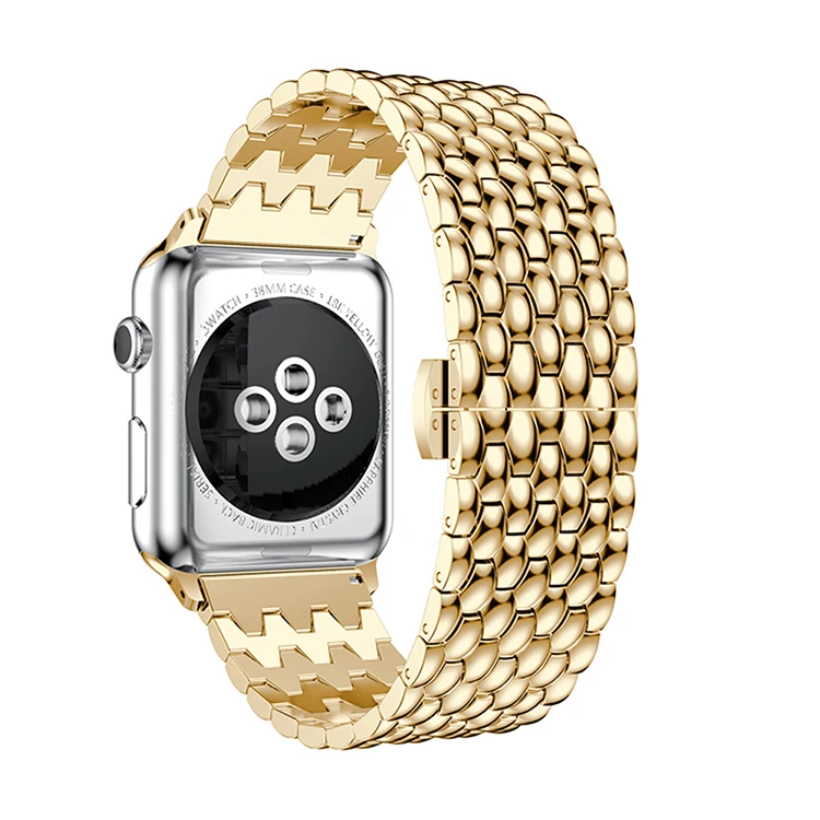 Деловой стиль, металлический ремешок для часов Apple watch, ремешок 40 мм/44 мм/38 мм/42 мм, iWatch series 5 4 3 2 1, браслет из нержавеющей стали - Цвет ремешка: gold