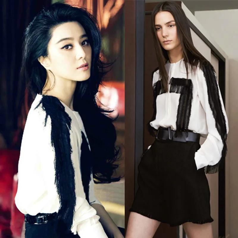 Straight priced batch of 2015 Fan Bingbing star runway with paragraph tassel + Shorts 2 Piece Set |