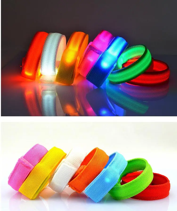 100 шт. Светодиодный проблесковый браслет на запястье Браслет повязка руку во