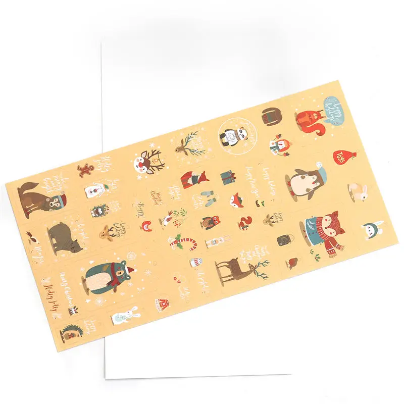Мультфильм животных Бумага наклейки новогоднее; рождественское дома Scrapbook Deco детский подарок в случайном порядке 17,5 см(6 7/") x 9 см(3 4/8"), 1 лист