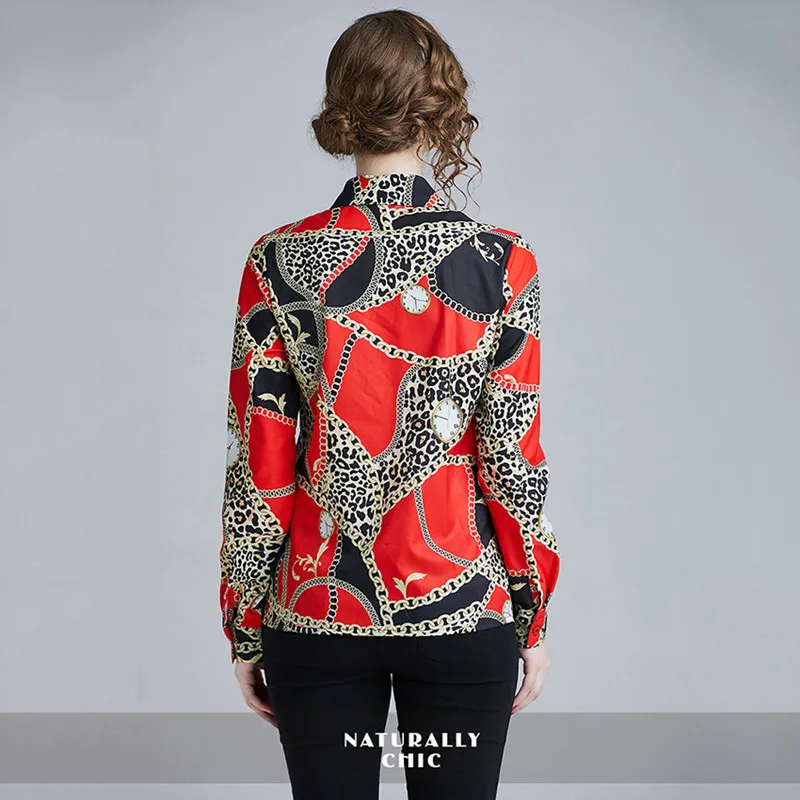 Женская рубашка с принтом Hew винтажная блузка длинным рукавом 2019 | одежда