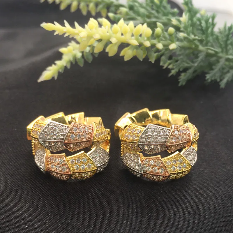 mix Gold plated Lanyika, модные ювелирные изделия, простые и прозрачные серьги со змеей, нестандартные, полностью микро-инкрустация, микро покрытие, банкет, популярный лучший подарок - Окраска металла: mix Gold plated