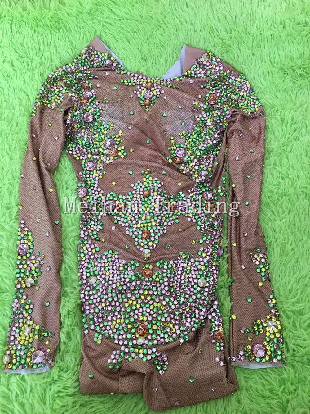 Colorful Crystals Leggings Jumpsuit Women's sexy Evening One-piece Costume Luxury Bodysuit Female Rhinestone Nude Skinny Rompers | Женская