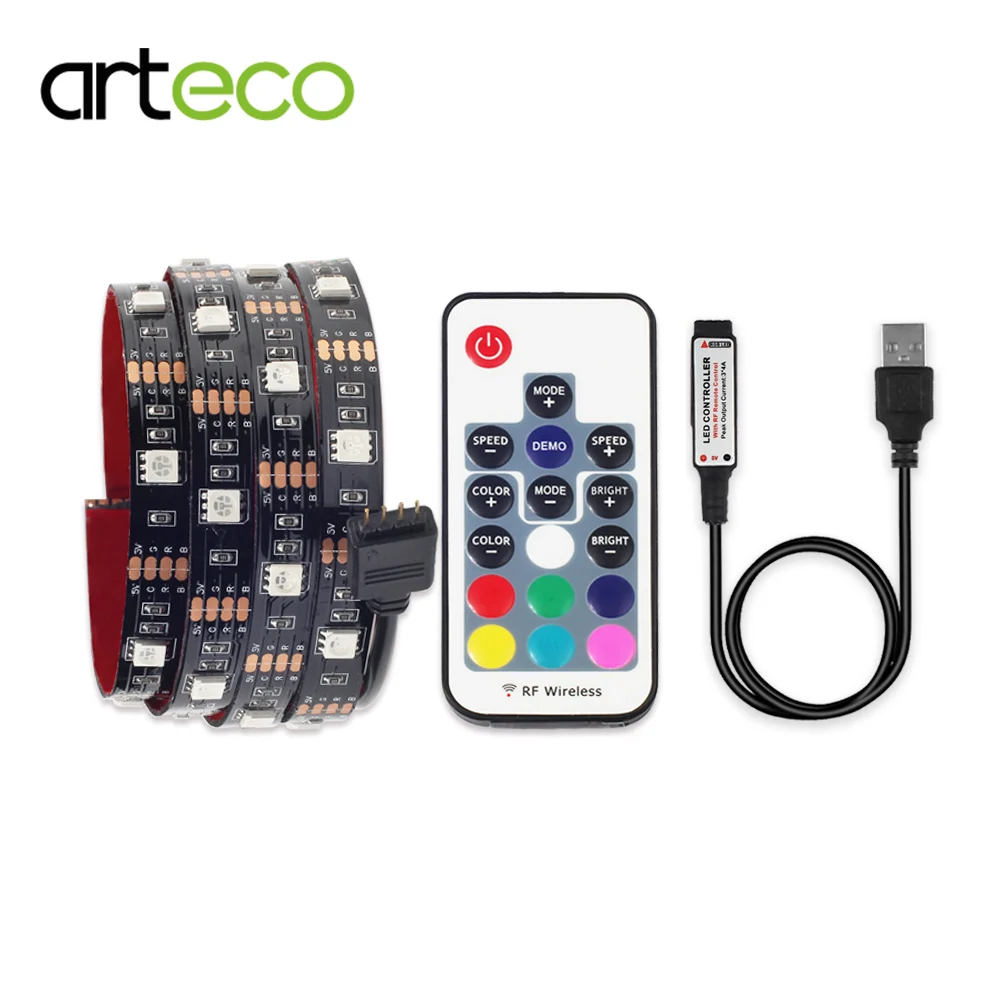 Светодиодная лента USB RGB 5050 с контроллером 1 метр IP65 IP20 фоновое освещение для ТВ DC 5
