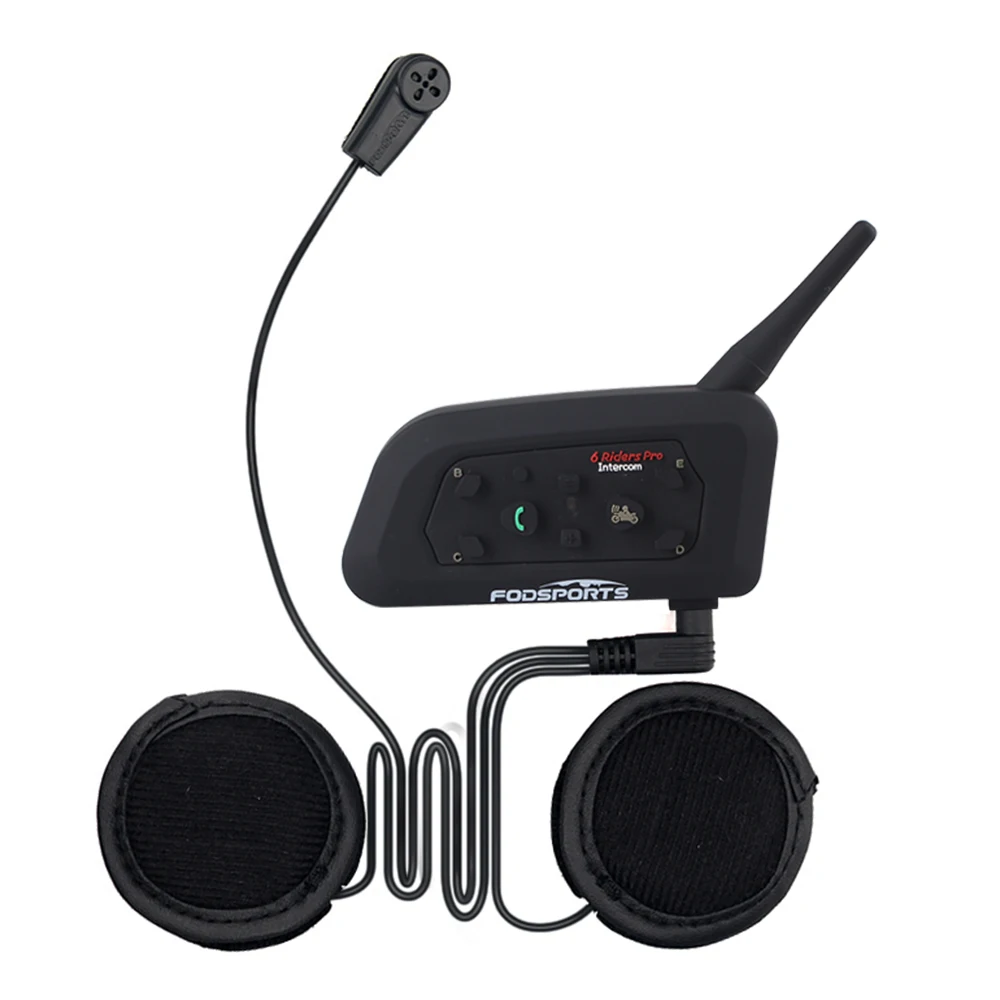 Fodsports V6 Pro Интерком мотоциклетный шлем гарнитура BT Interphone 1200M беспроводной Bluetooth Intercomunicador Moto