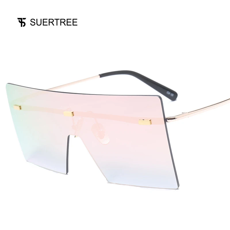 SUERTREE модные большие квадратные градиентные солнцезащитные очки Мода UV400 Металл