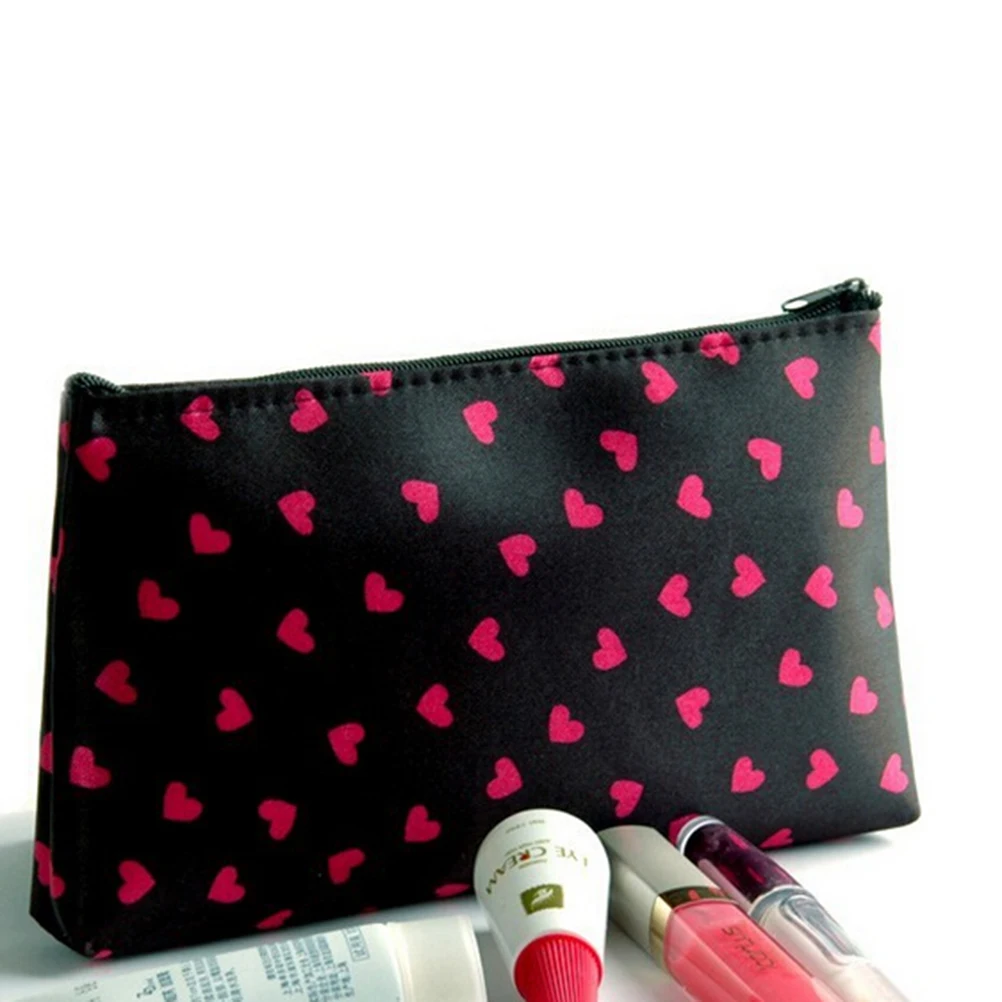 Косметичка в форме сердца с узором горошек 1 шт. портативная многофункциональная