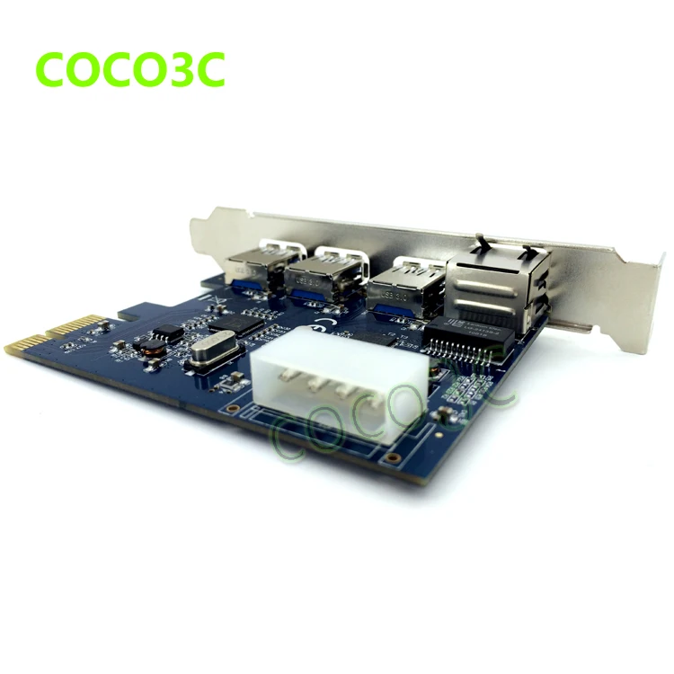 PCI e к внешним 3 портам USB 0 + RJ45 Gigabit Ethernet Сетевая карта USB3.0 1000 м LAN Combo express карта|card