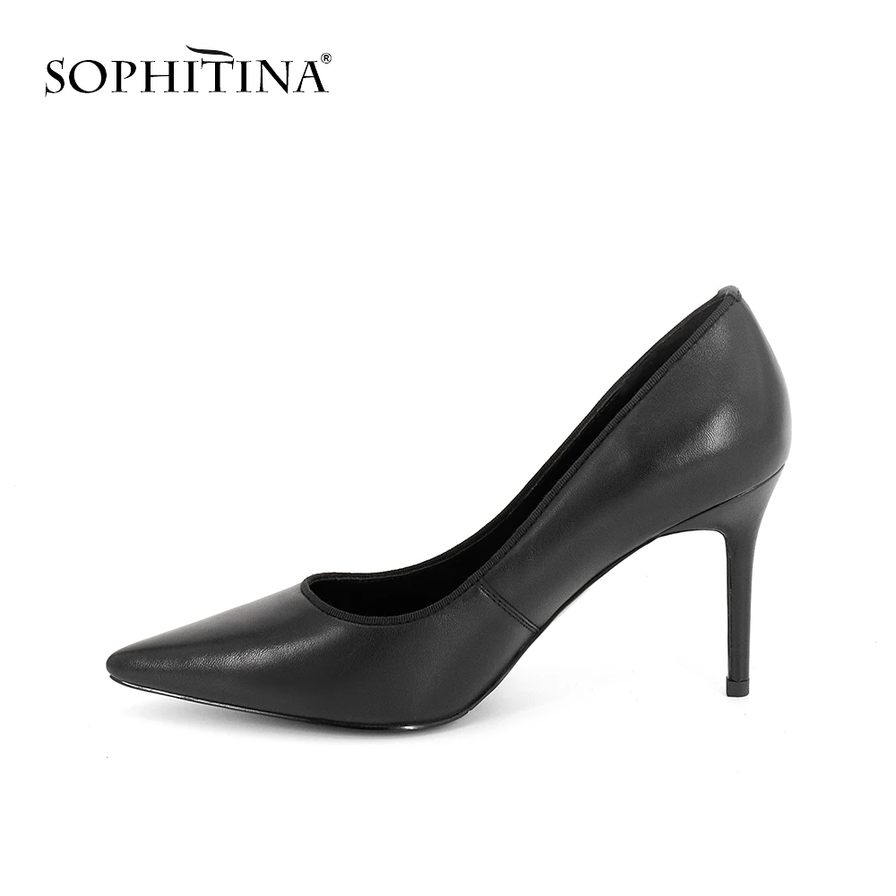 SOPHITINA/Брендовая обувь Женские черные элегантные туфли из овечьей кожи ручной