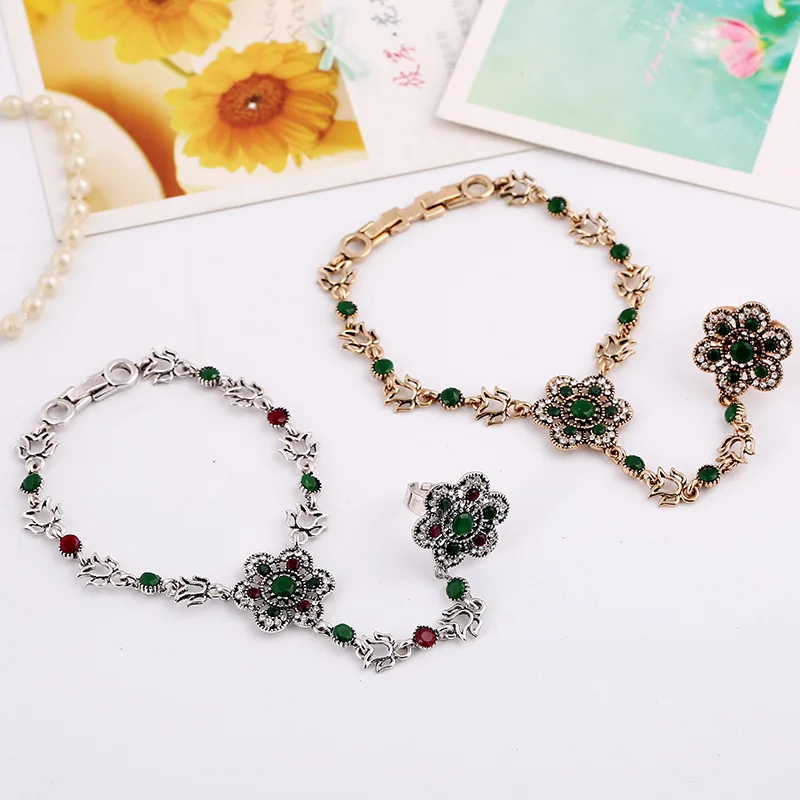 Женский винтажный браслет с цветочными вырезами богемный пальцами Турецкая