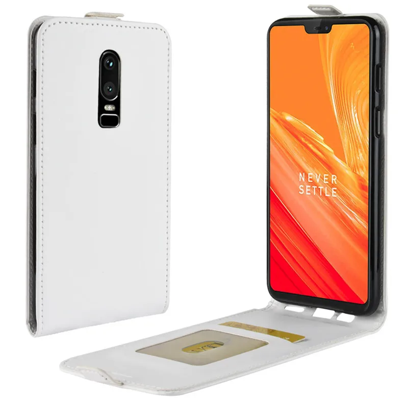 Вертикальный флип-чехол для OnePlus 6 28 дюймов чехлы телефонов с отделением карт PU