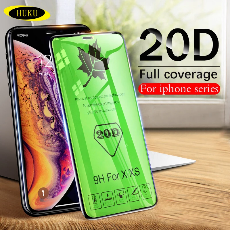 HUKU 20D изогнутые с полным охватом закаленное стекло для Apple iPhone 6 6s 7 8 Plus X Xs Max XR