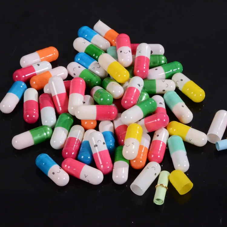 1000 x Kawaii Happy Pill Capsule с сообщением внутри, Pill Letter, напишите свое собственное любовное письмо
