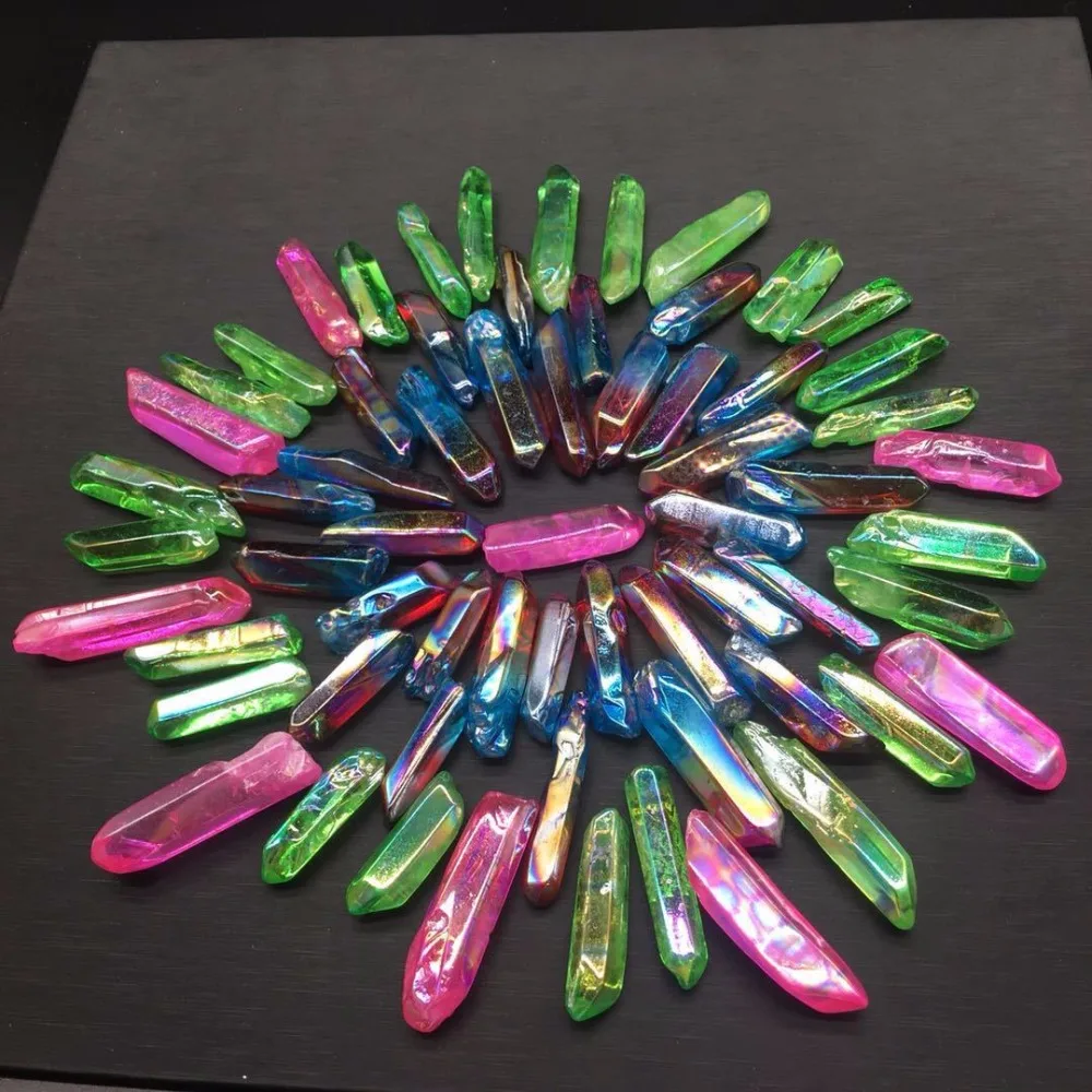 

100g Titanium Aura Lemurian Quartz Crystal Point Rainbow Stone Healing