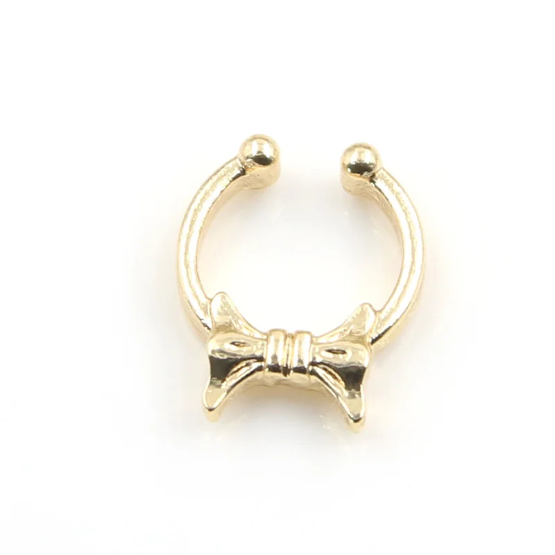 Высокое Качество 3 Цвета Довольно Лук Поддельные Кольца в Носу и Шпильки