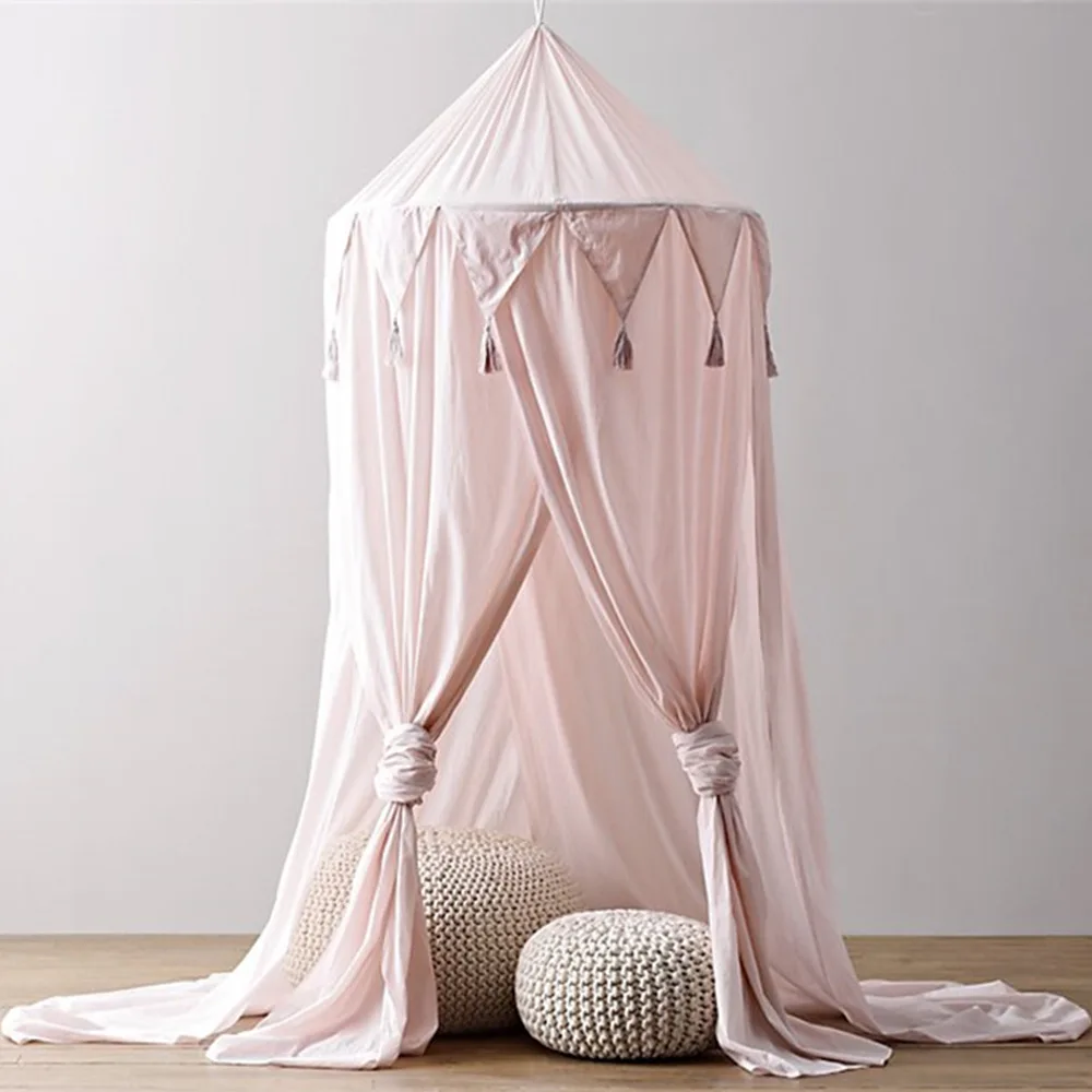 pink Детский шифоновый балдахин, летний круглый висящий купол, москитная сетка, Детская игровая палатка, украшение для комнаты - Цвет: pink