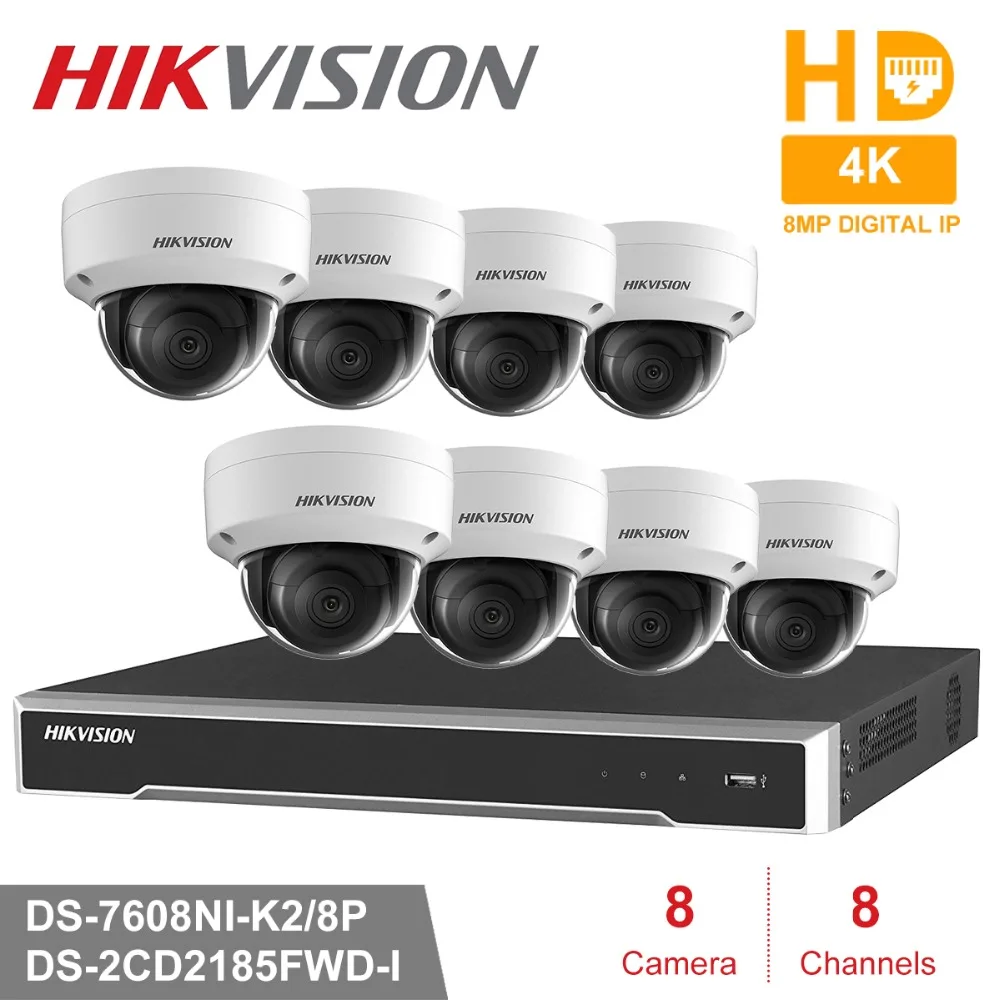 Hik 8CH HD POE NVR комплект CCTV система безопасности 8 шт. Мп купольная наружная домашняя ip
