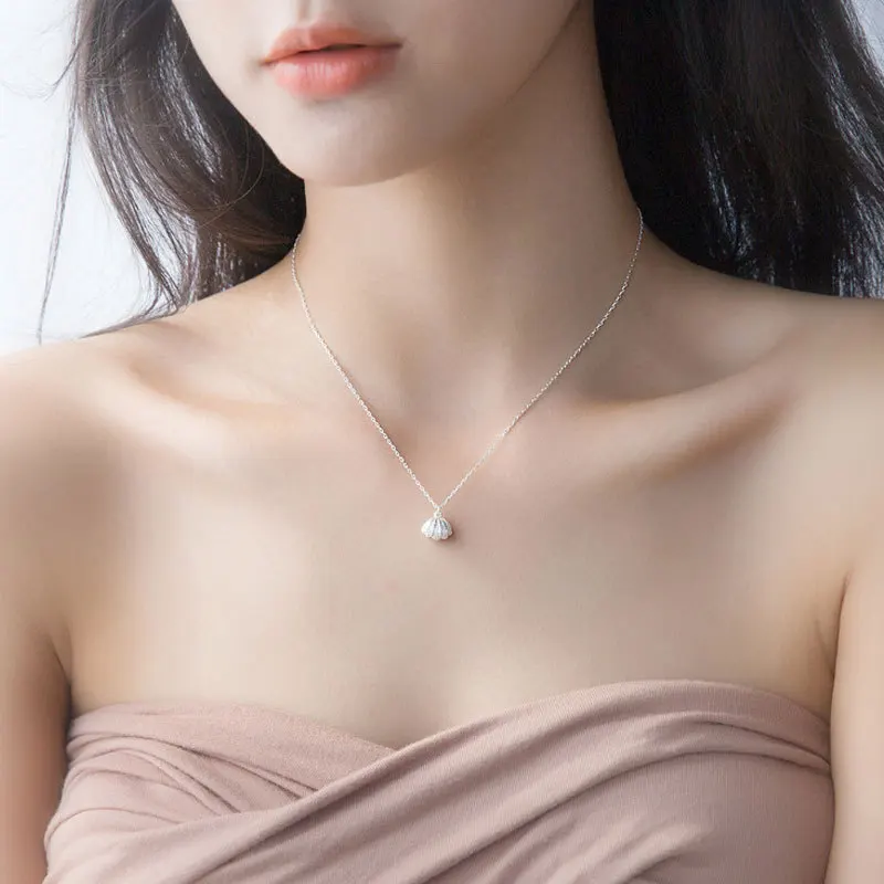 Pearl Shell Necklace 925 Sterling Plate Personality Women Fashion Dainty Chain Gifts For Girlfriend Mom Sisters | Украшения и