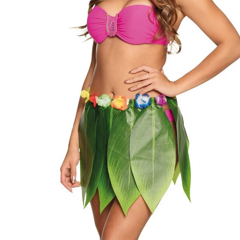 1Pcs Hawaiian Artificial Leaves Grass Mini Skirt For Women Hawaii Flower Beach 2019 Summer Holiday Wedding Party | Женская одежда