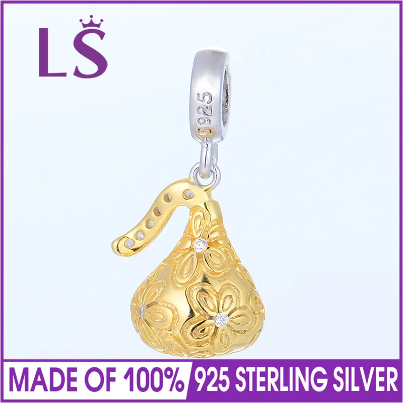LS 1 4 k G. old Plated Sweet Chocolates Bead Charm для женщин ювелирное изделие модный 925 Серебряный