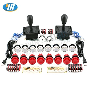 Red and white DIY аркадная игра комплект USB к нулю плата с временной задержкой USB энкодер к ПК/Raspberry pi 8 джойстик 28 мм Кнопка 2 игрока набор - Цвет: Red and white