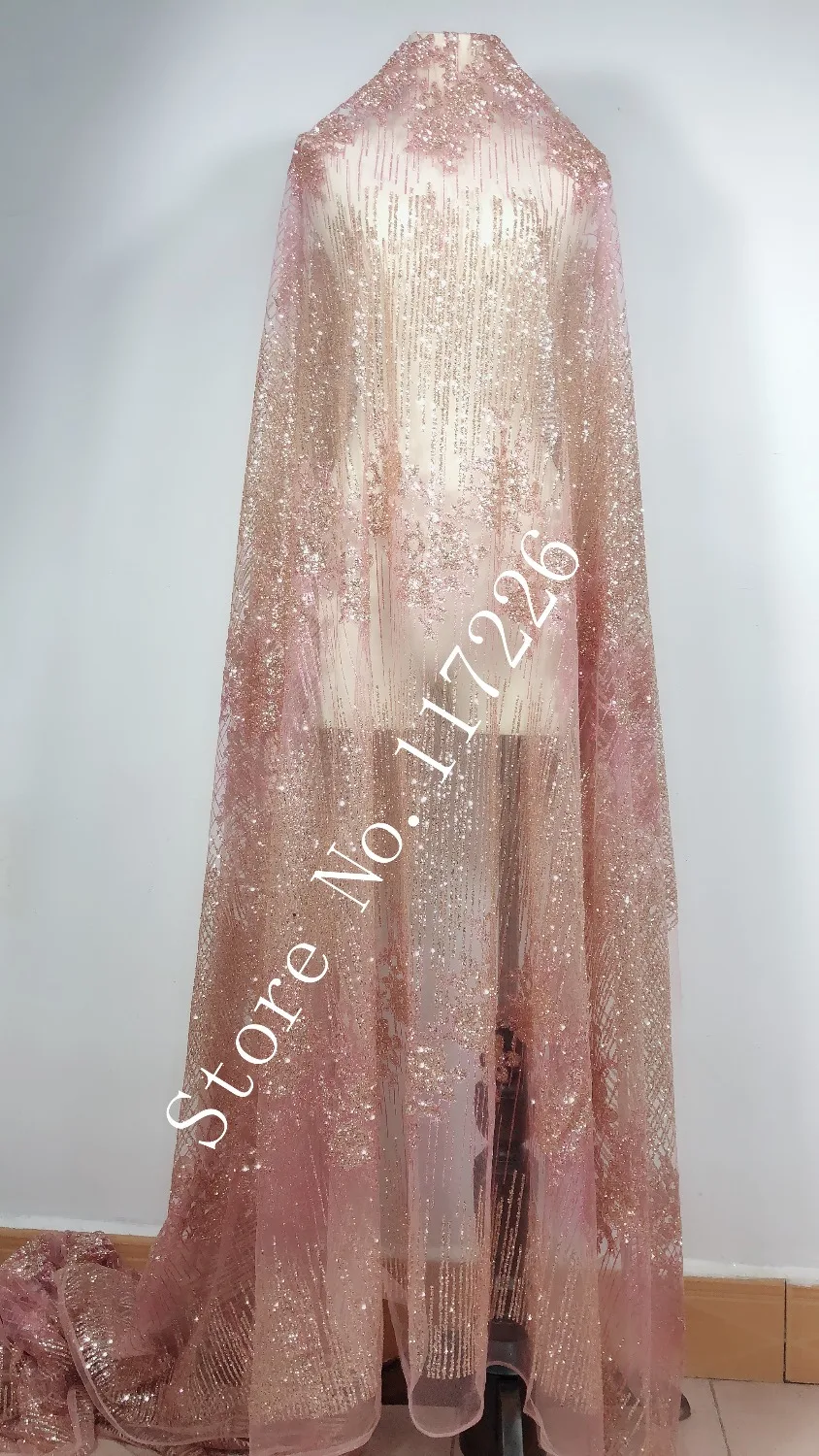 Красивая вышитая сетчатая ткань блестящая французская кружевная с клееным