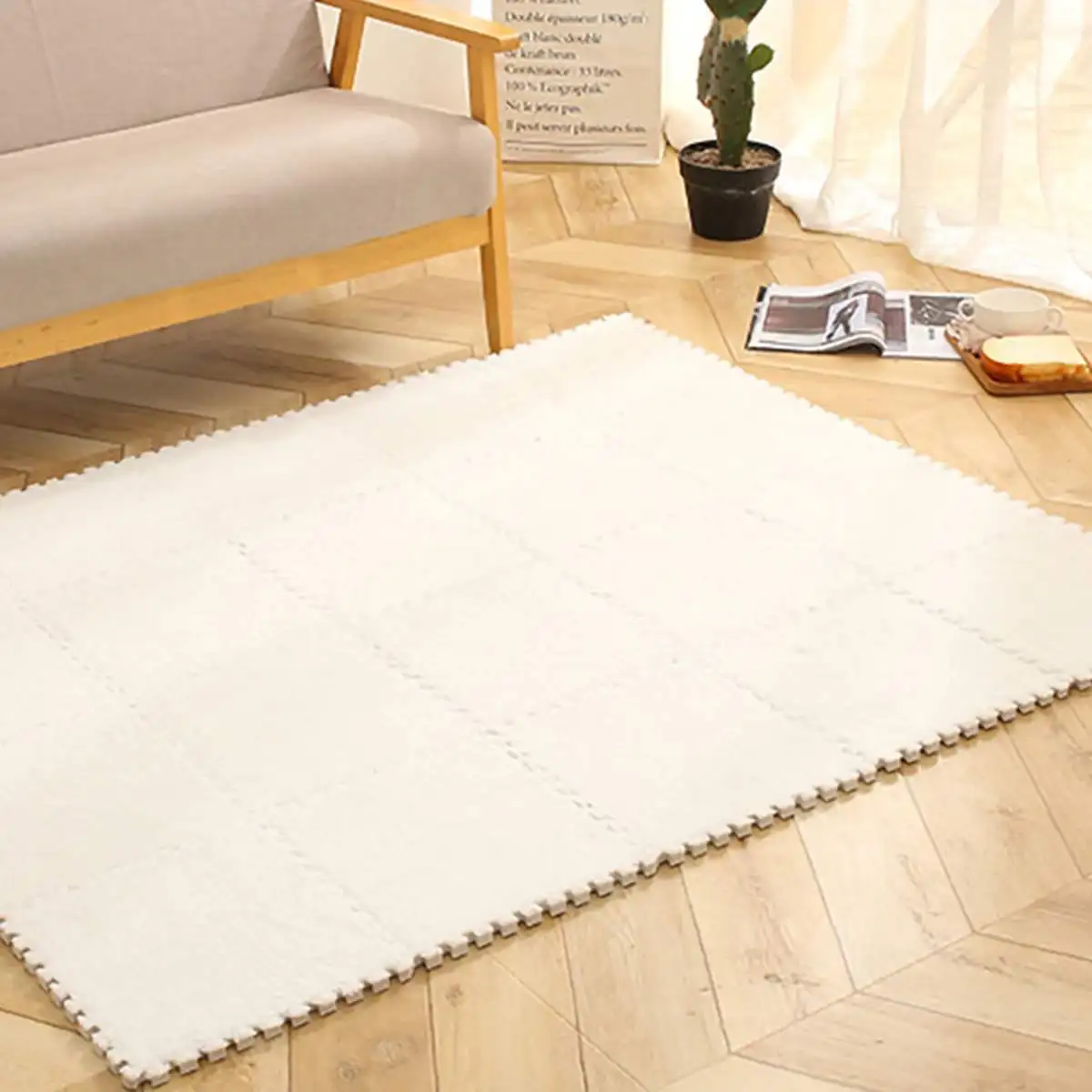 White 5Pcs/Set DIY Puzzle Magic Patchwork Jigsaw Splice Heads Living Room bedroom Children Kids Soft Carpet Floor Climbing Baby Mat - Цвет: White