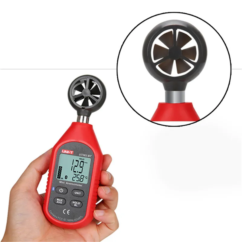UNI T UT363BT измеритель скорости ветра цифровой Bluetooth Карманный анемометр